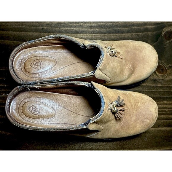 Ariat Mendocino Brown Leather Tassel Mule Slip On Shoes Clogs Women's 7B - Picture 5 of 12